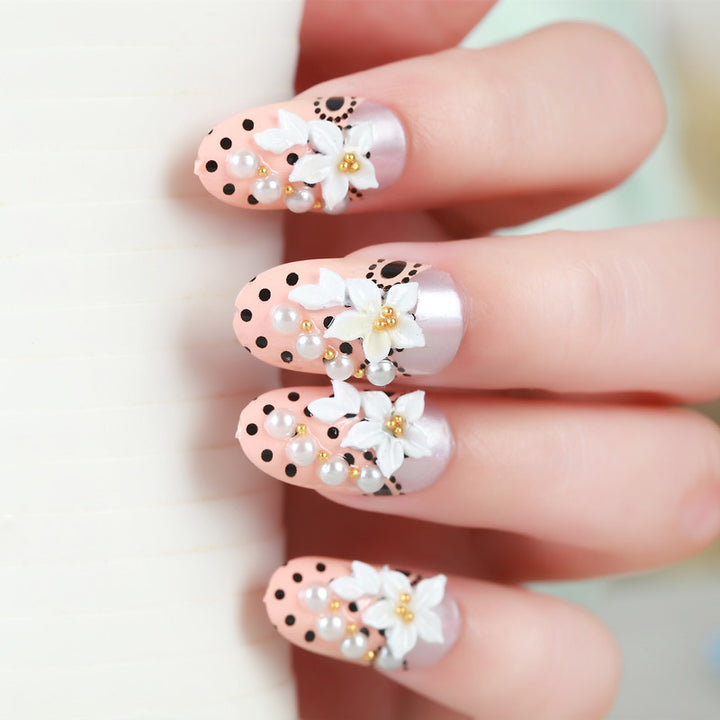 Floral-Embellished Press-On Nail Art Set