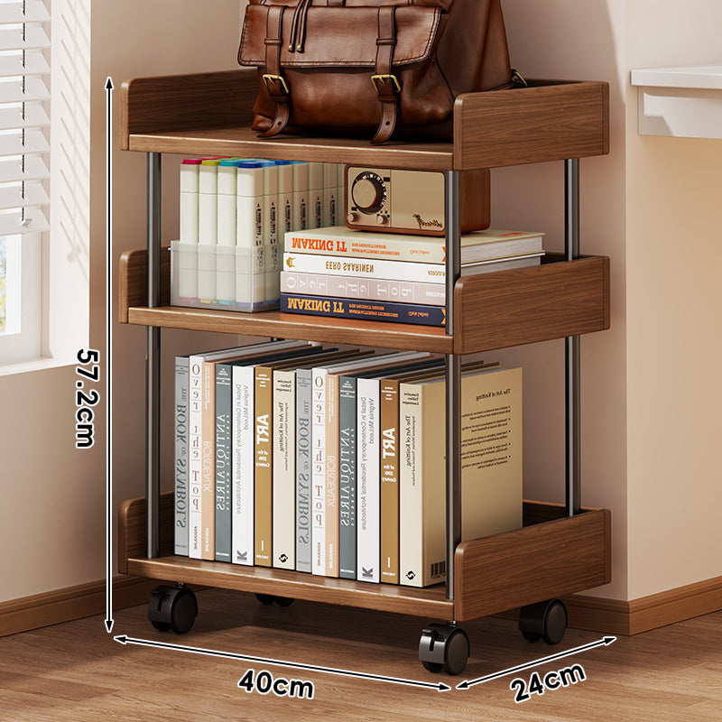 Minimalist Solid Wood Two-Tier Desktop Bookshelf with Metal Support Rods