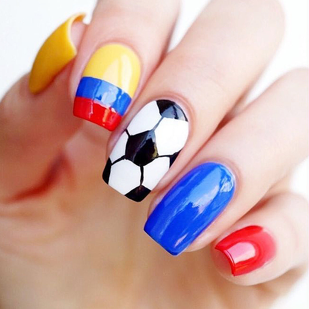 Soccer-Themed Acrylic Nail Art Set Stornfield
