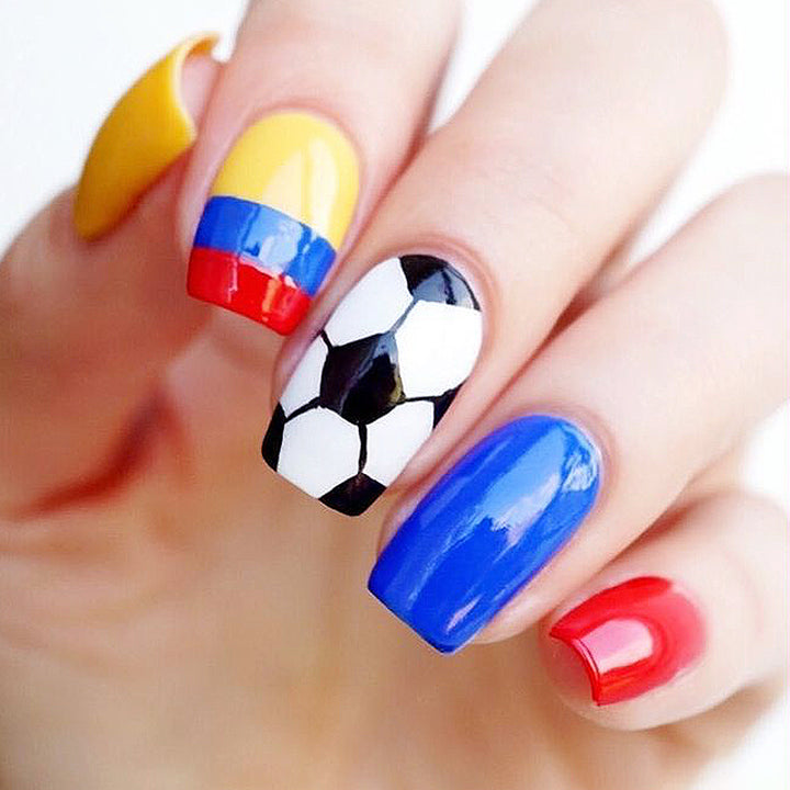 Soccer-Themed Acrylic Nail Art Set Stornfield