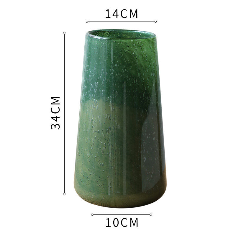 Tall Art Glass Ombre Cylinder Bud Vase with Encased Bubble Texture Stornfield