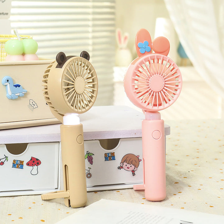 Ladies portable handheld fan with integrated LED light and animal ear design Stornfield