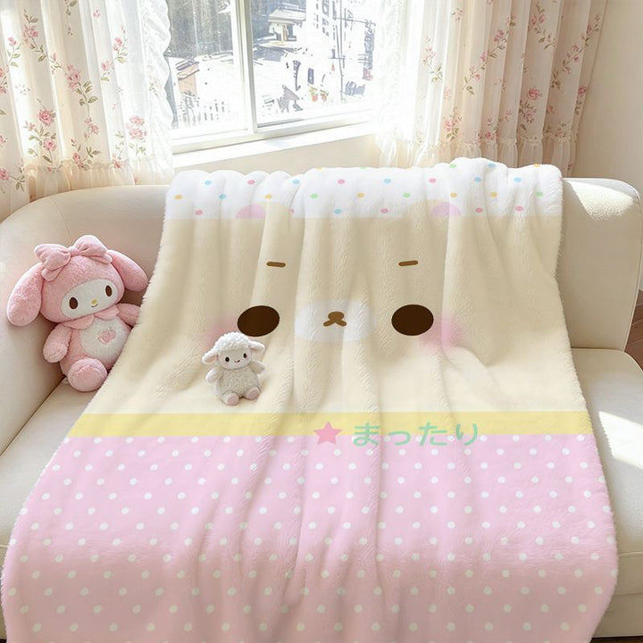 Adorable Cartoon-Themed Fleece Throw Blanket