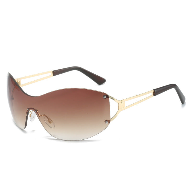 Futuristic Ultra-Wrap Sunglasses with Metallic Accents Stornfield