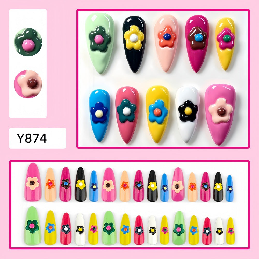 Artificial nails with floral 3D design Stornfield