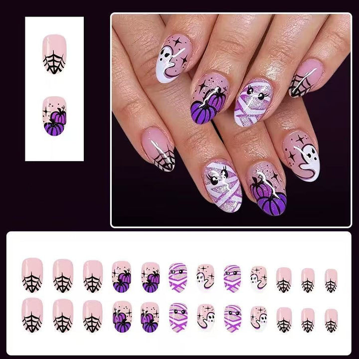 Artificial Nail Set with Creepy Halloween Designs Stornfield