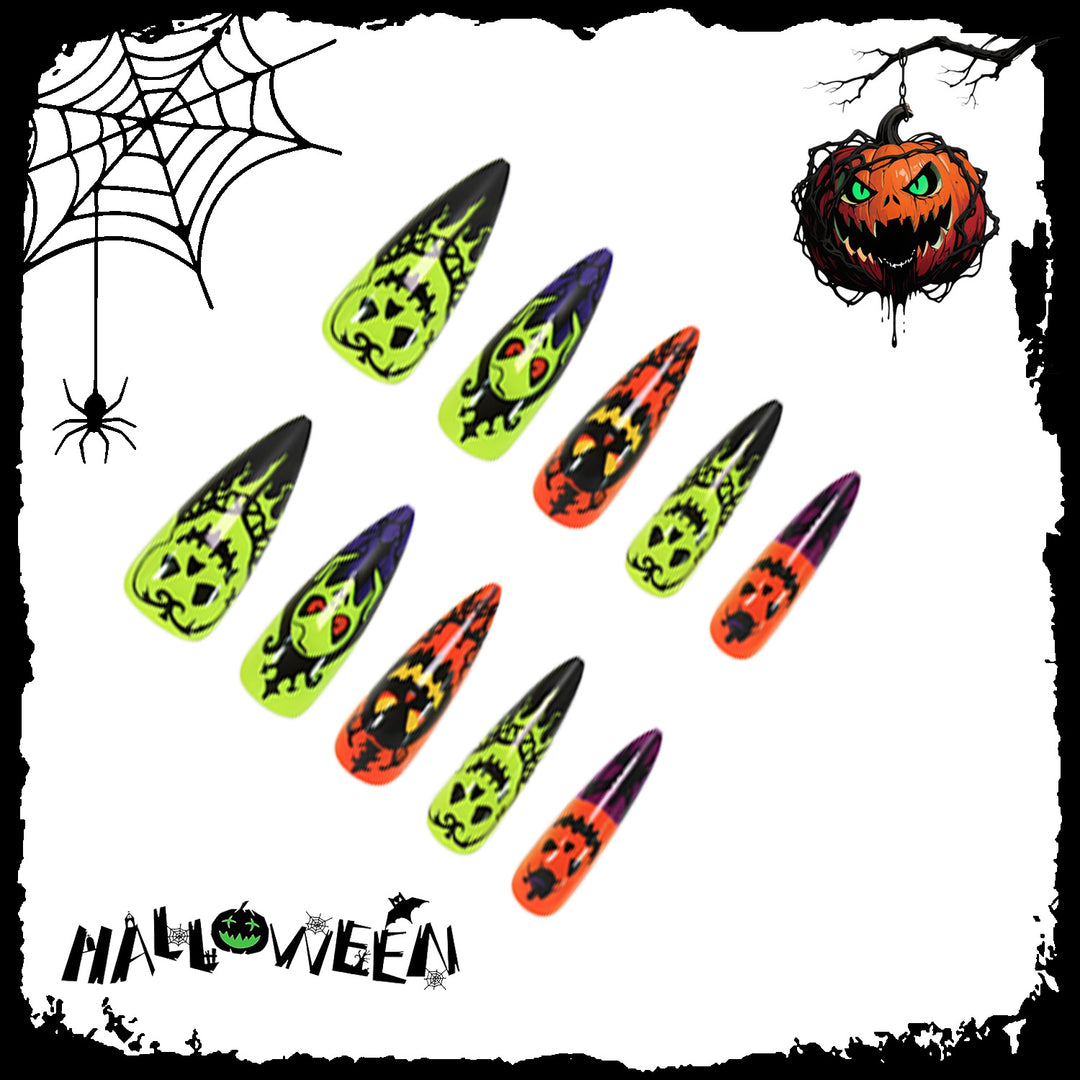 Halloween Fake Nail Set with Creepy Design and Creative Motifs Stornfield