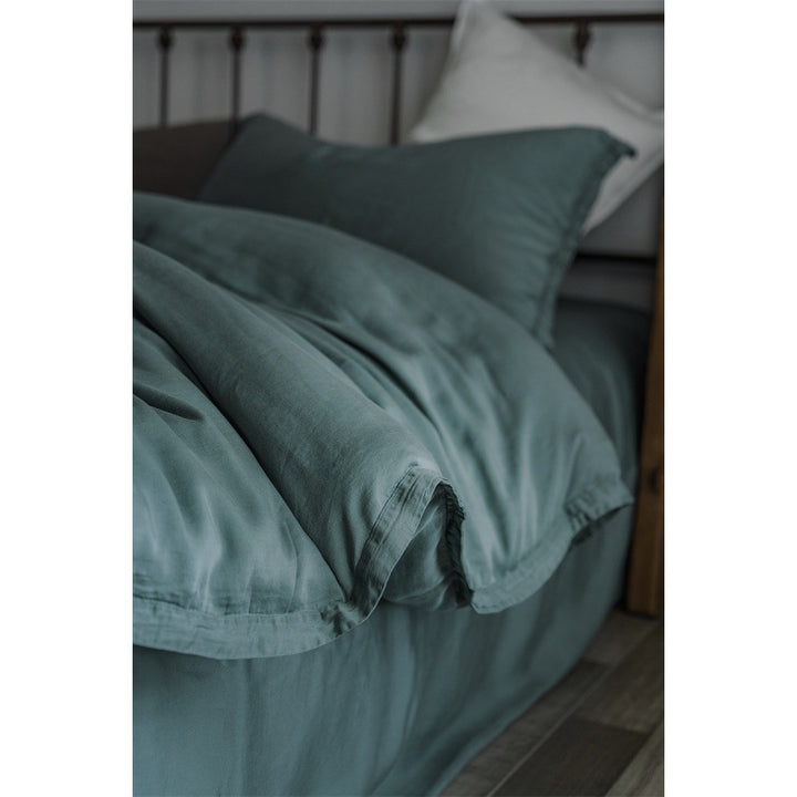 Washed Linen-Cotton Duvet Cover Set with Relaxed Stonewash Texture and Hidden Closure