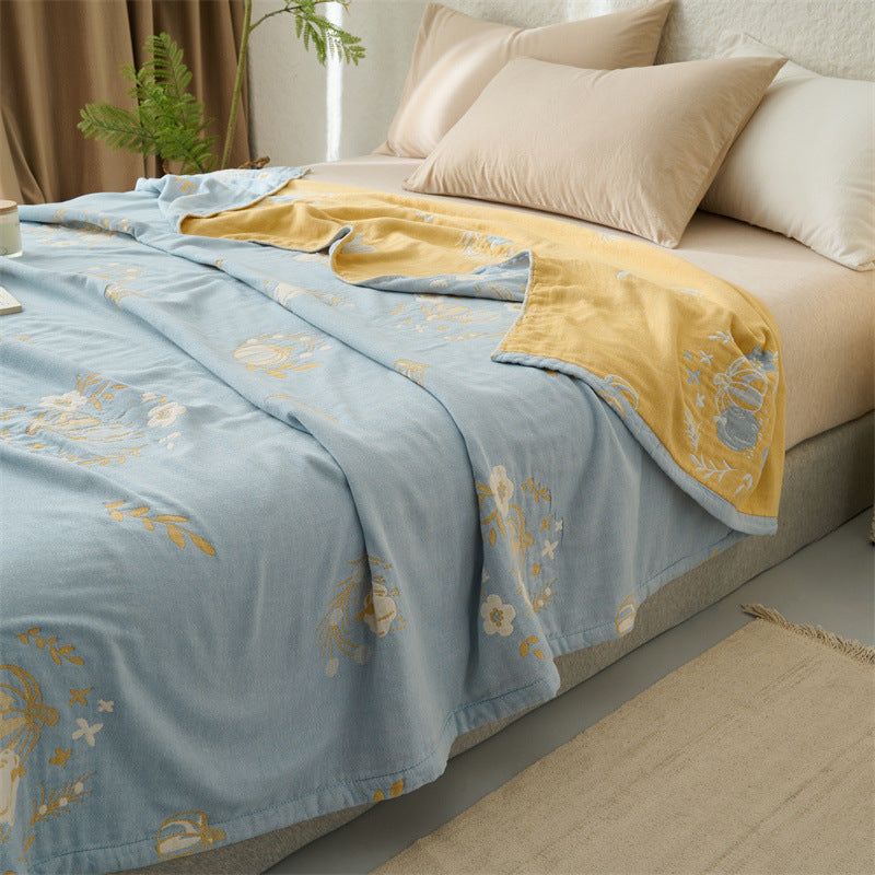 Light cotton throw blanket with floral rose print