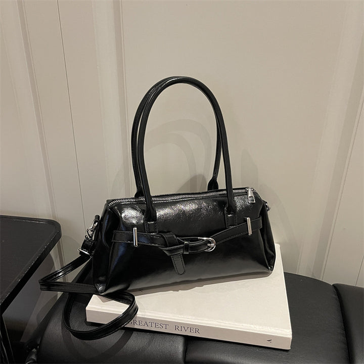 Glossy Accent Structured Handbag