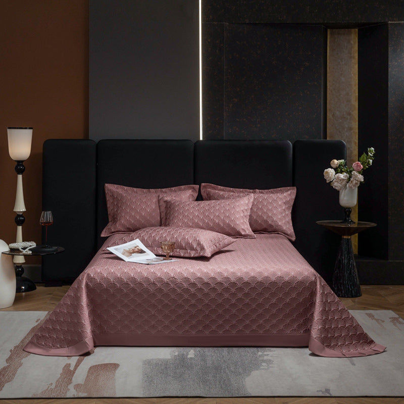 Quilted Jacquard Satin-Feel Bedspread Set with Matching Pillow Shams