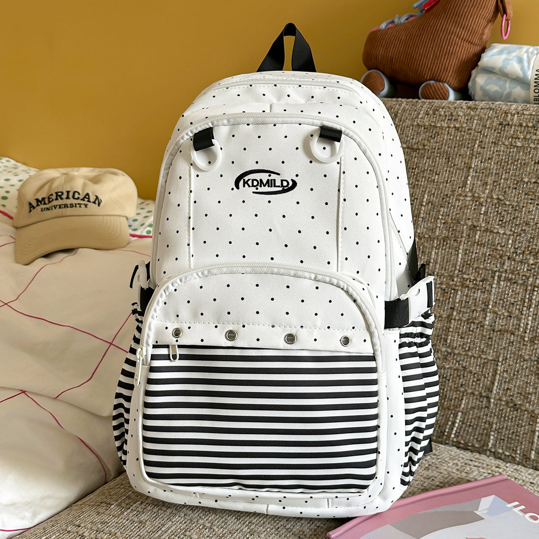 Versatile Polka Dot and Striped Design Backpack Stornfield