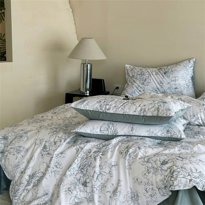 Reversible Brushed Cotton Floral Duvet Cover Set