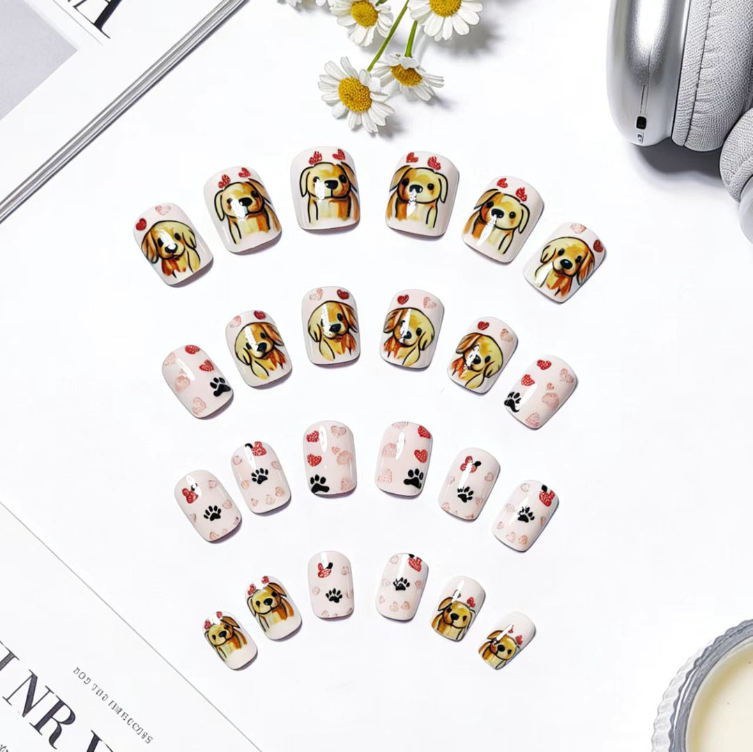 Artificial nails with cute dog friend design Stornfield