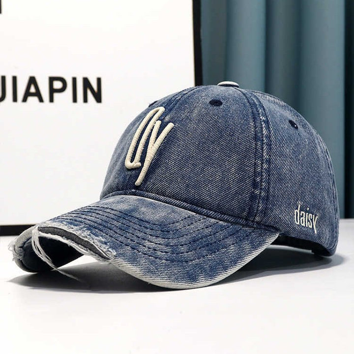 Women's Distressed Denim Embroidered Baseball Cap Stornfield