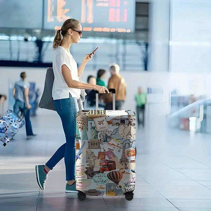 Women's Hardshell Suitcase with Creative Travel Motif Stornfield
