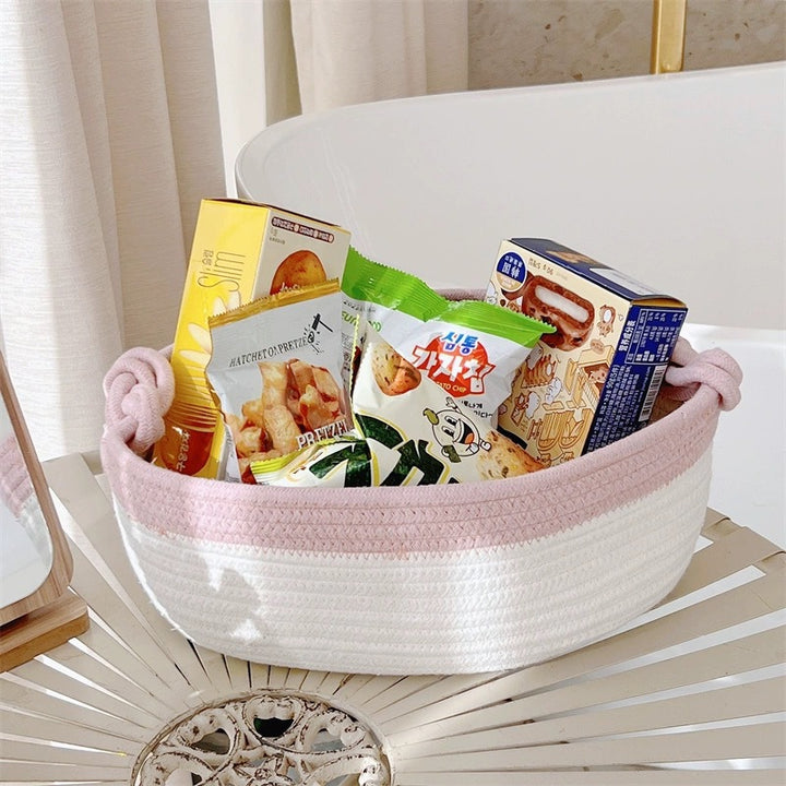 Women Versatile Storage Basket with Double Knot Accent Stornfield