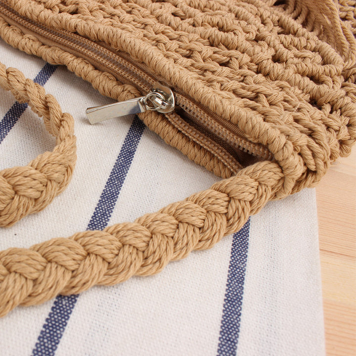 Handcrafted macrame shoulder bag with fringes Stornfield