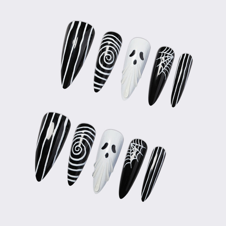 Creative nail art set with spooky designs Stornfield