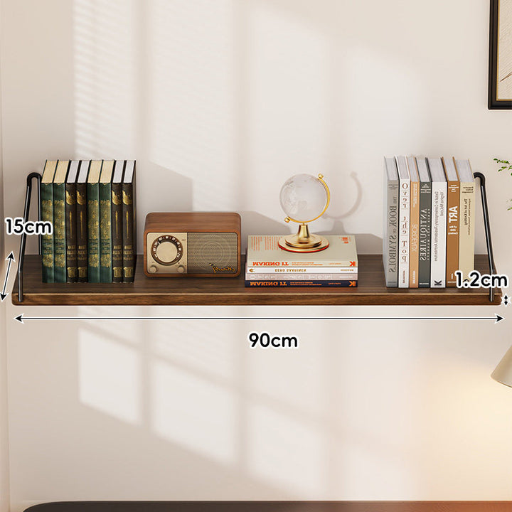 Compact Wall-Mounted Floating Shelf with Slim Metal Side Brackets