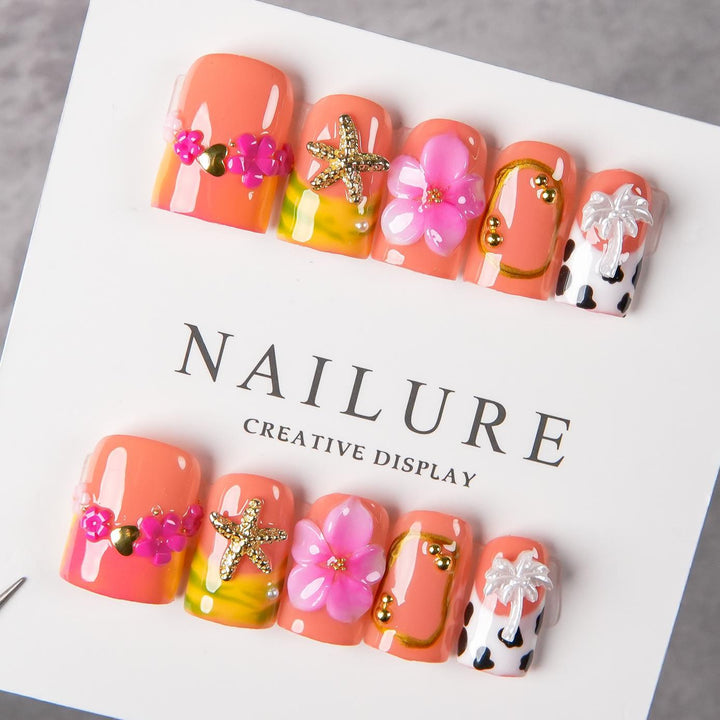 Floral Decoration Press-On Nail Set