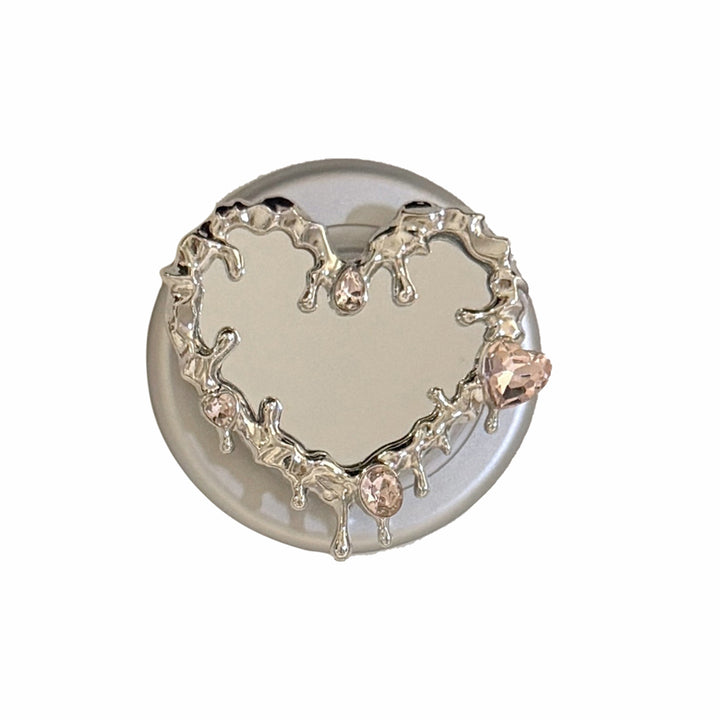 Heart-shaped hand mirror with elegant crystals Stornfield