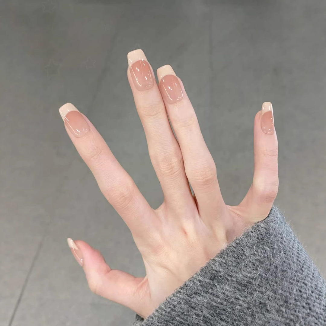 Glossy French Tip Press-On Nails