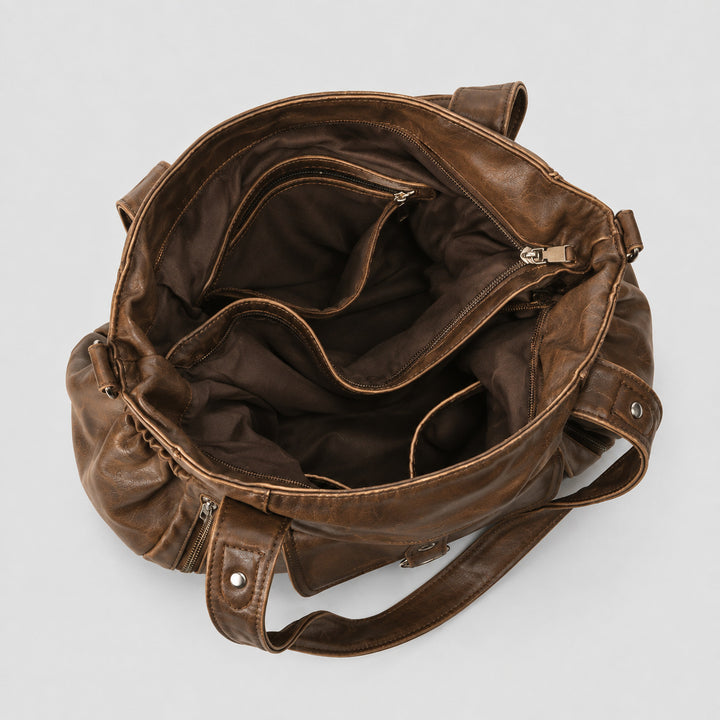 Spacious Multifunctional Leather Handbag