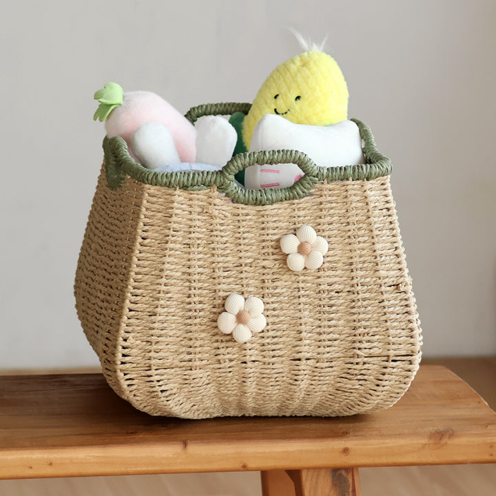 Handcrafted basket with flower appliqué Stornfield