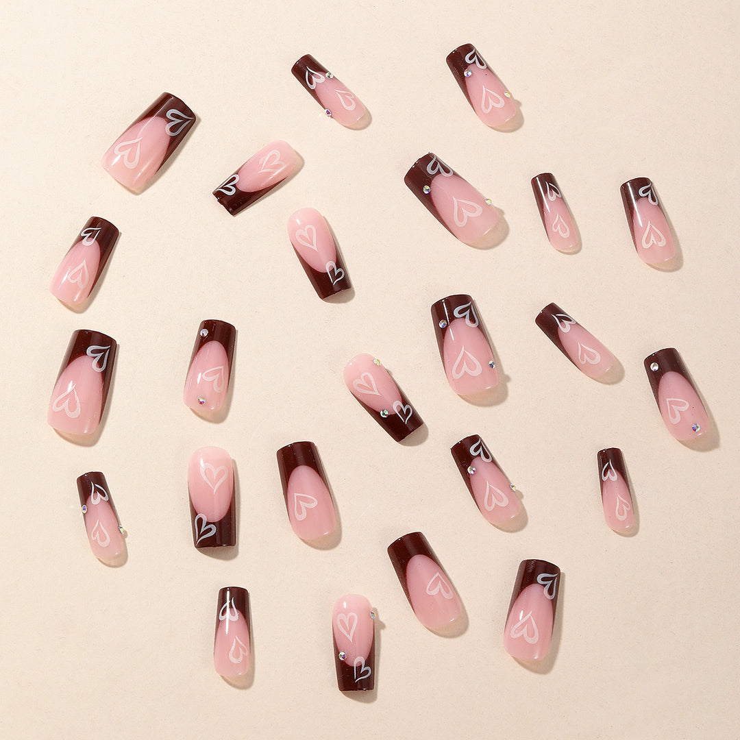 Artificial nail set with romantic heart designs Stornfield
