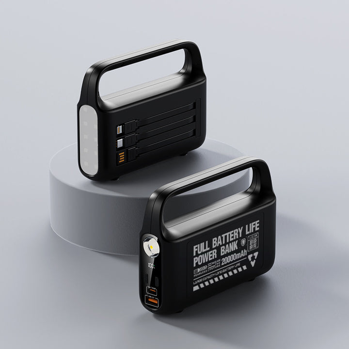 Portable power bank with integrated LED lighting and high capacity Stornfield