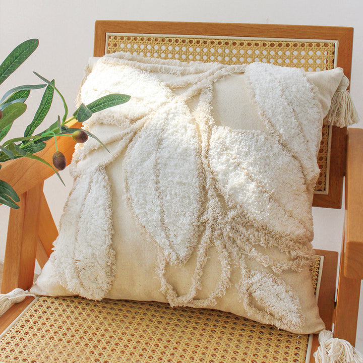 Decorative cushion made of cotton-linen with floral chenille tufting and concealed zipper Stornfield