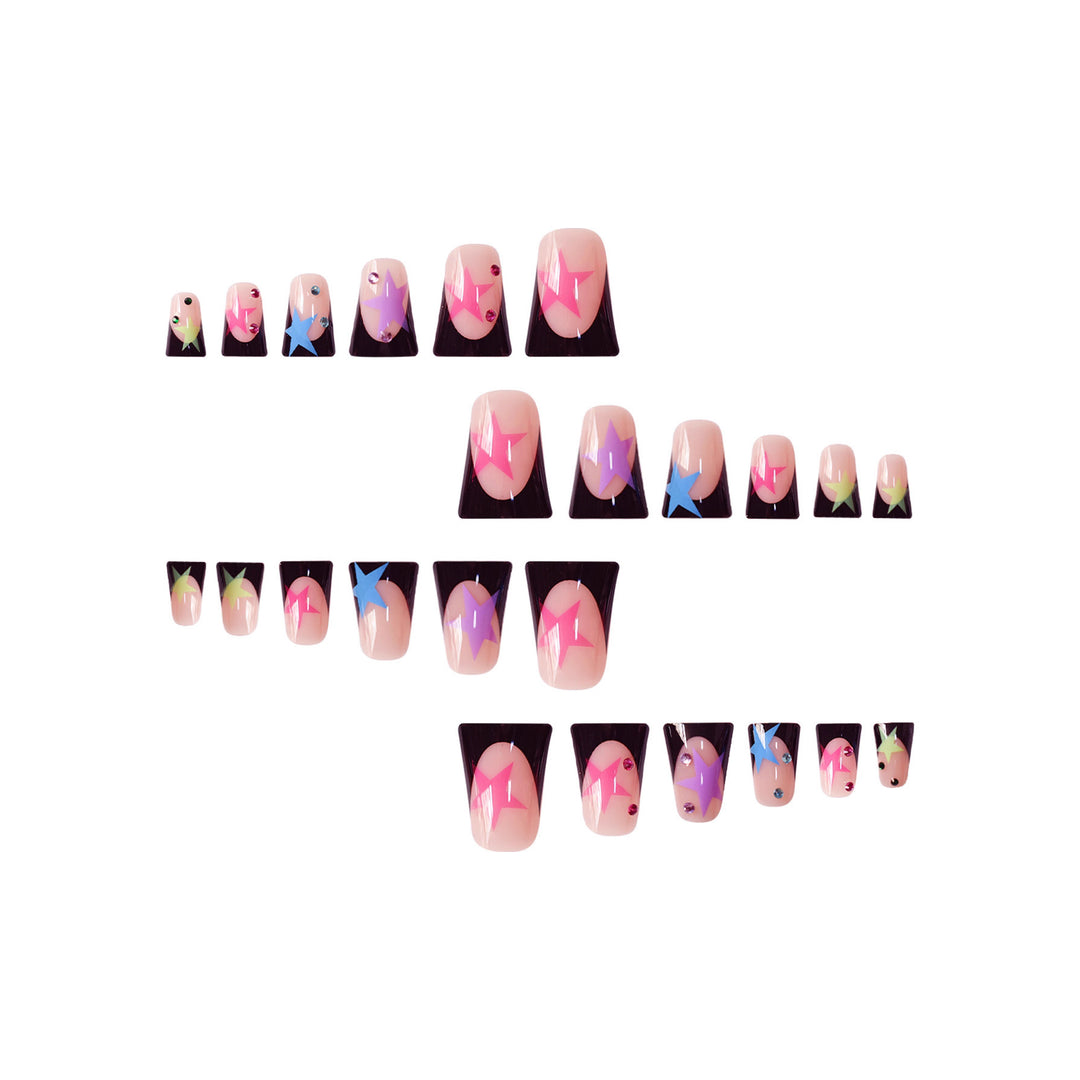Artistic Stiletto Nail Art Set with Star Accents Stornfield