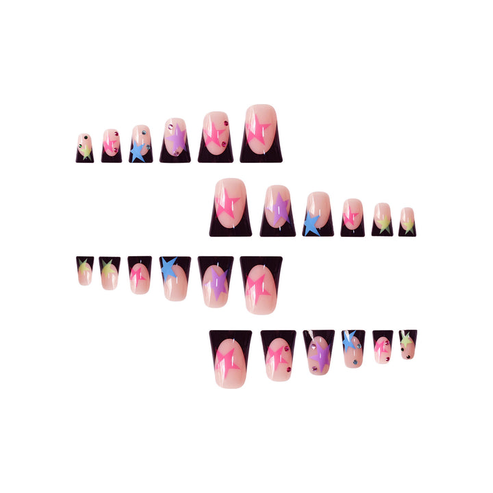 Artistic Stiletto Nail Art Set with Star Accents Stornfield