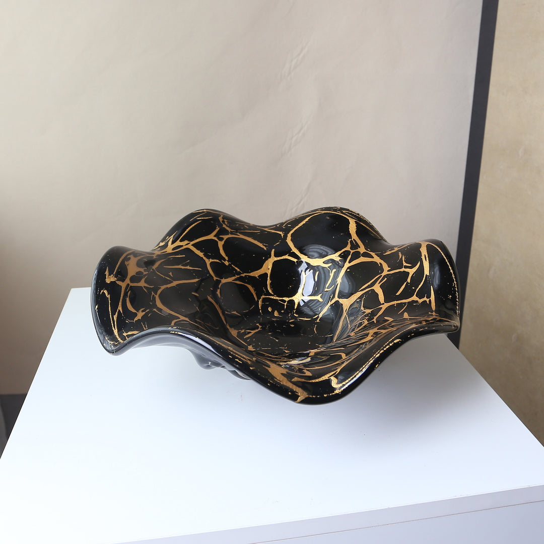 Sculptural Handcrafted Decorative Glass Centerpiece Bowl Stornfield