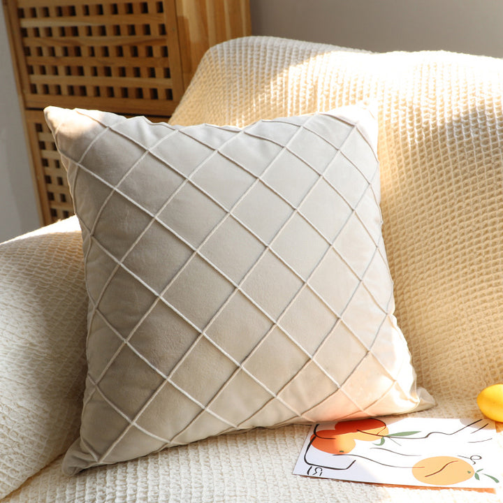 Square velvet cushion cover with quilted diamond texture Stornfield