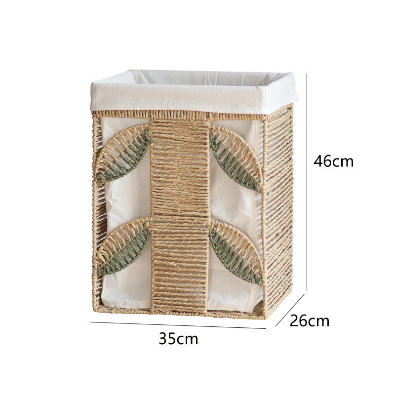 Elegant laundry basket made of natural wicker with fabric lining Stornfield