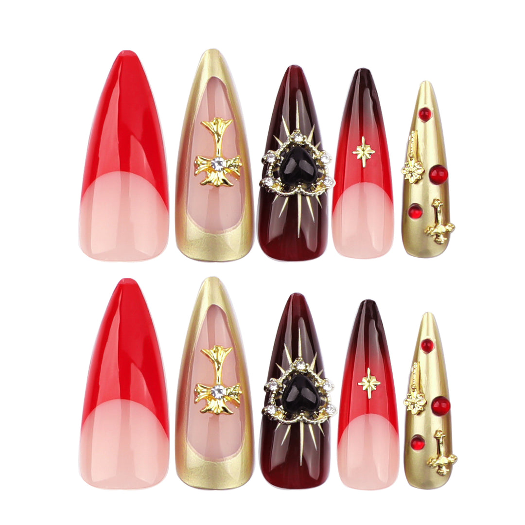 Artful Nail Extensions with Luxurious Decorations Stornfield