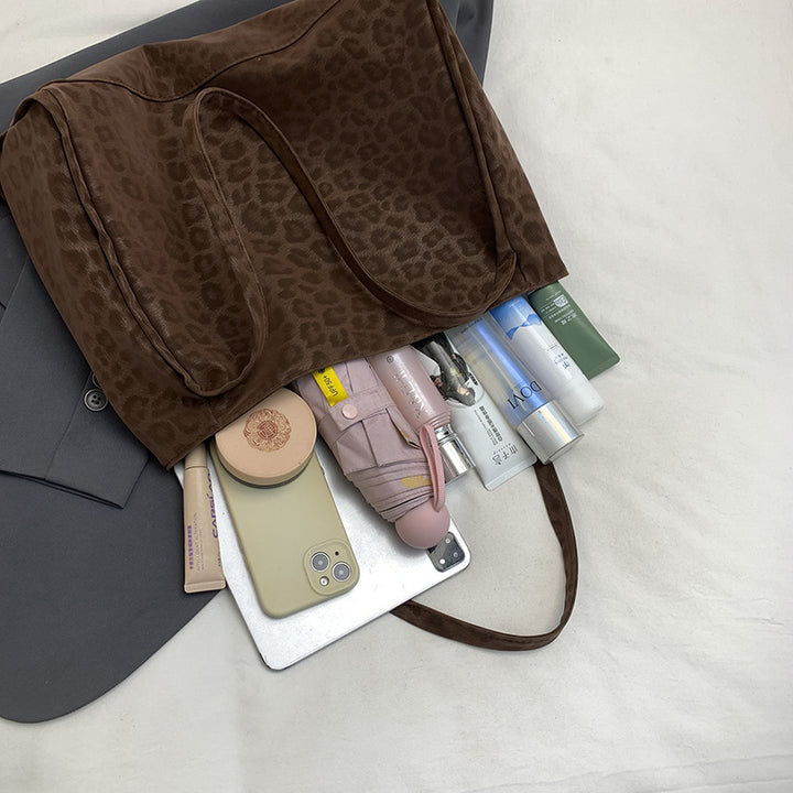 Luxurious Textured Suede Shoulder Tote Bag