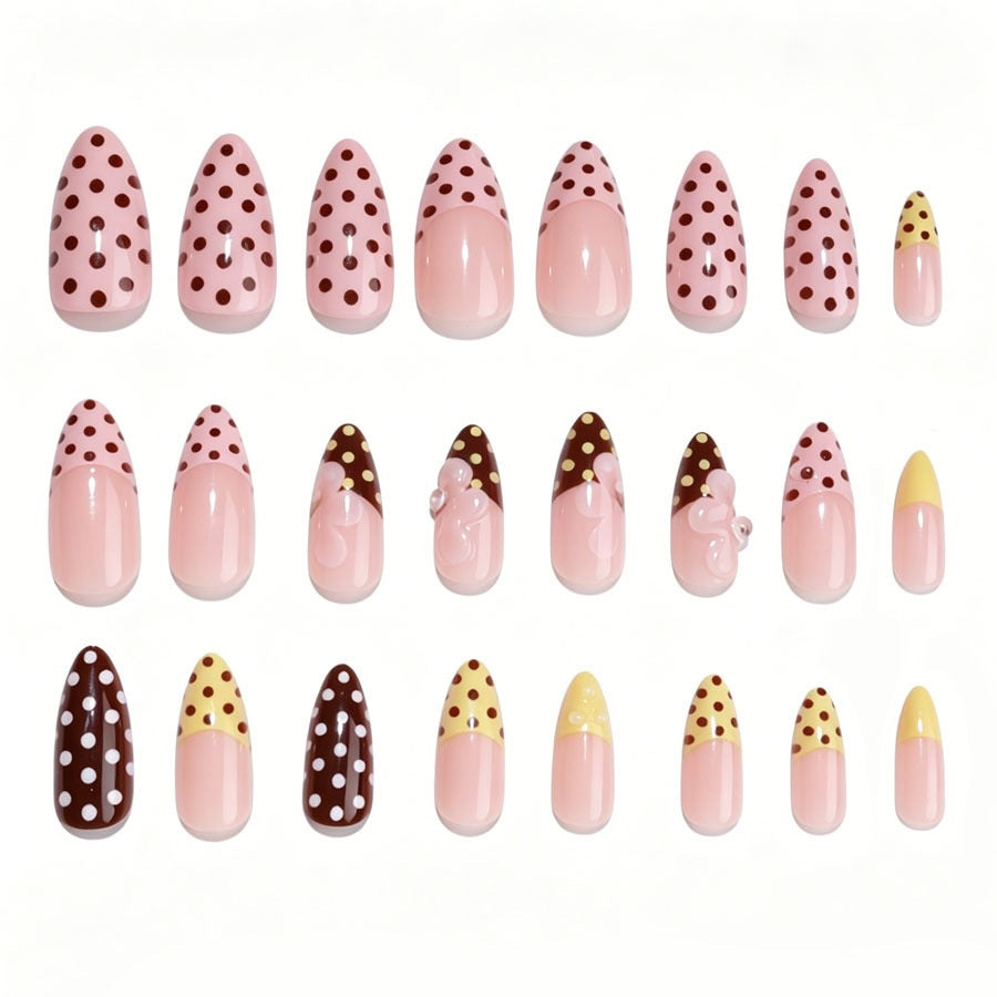 Creative nail art set with floral and polka dot design Stornfield
