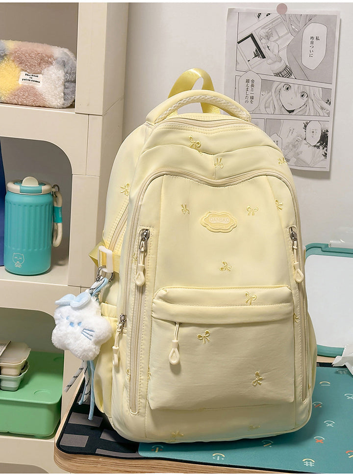 Embroidered Multi-Compartment Casual School Backpack