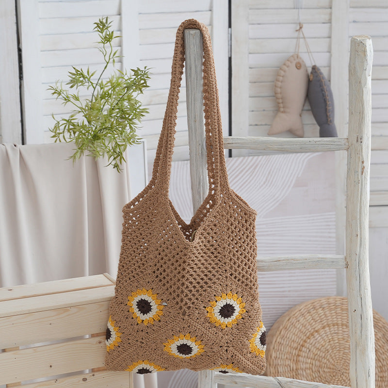 Handcrafted Jute Bag with Colorful Flower Pattern Stornfield