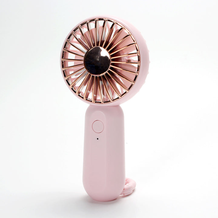 Women's compact portable handheld fan with rechargeable battery and carrying strap Stornfield