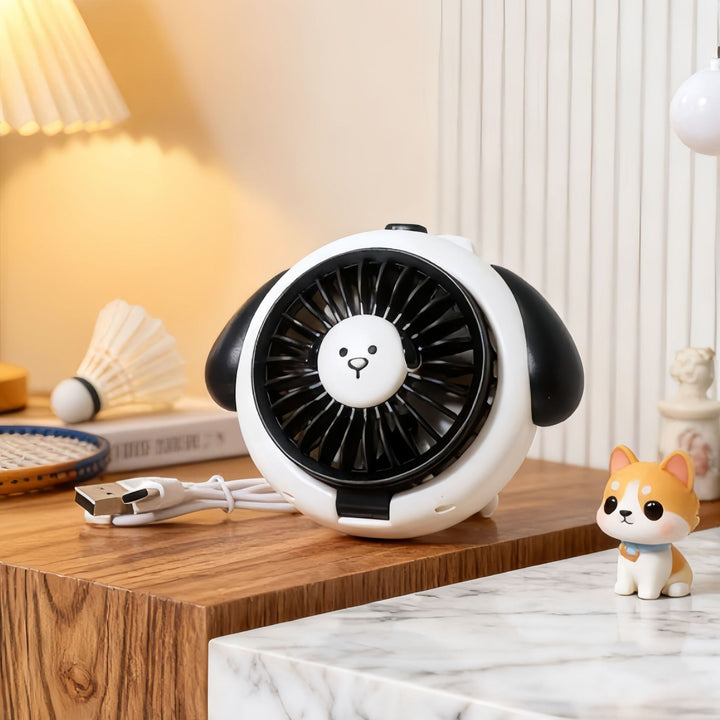 Ladies Hand Fan in playful dog design Stornfield