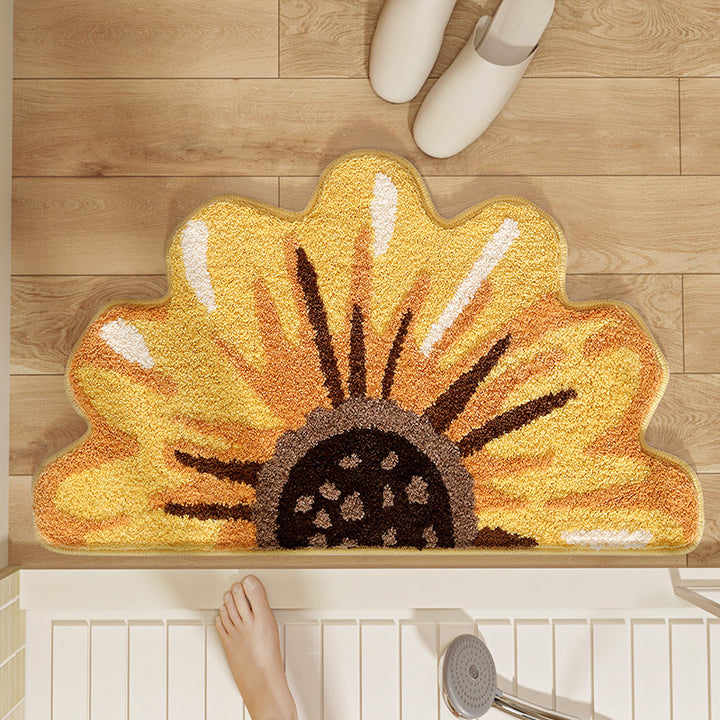 Plush Floral Design Bath Mat Stornfield