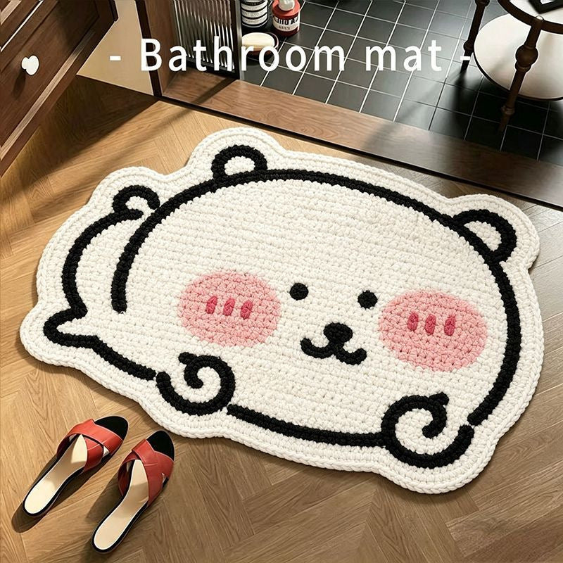 Bear-Shaped Plush Bathroom Mat