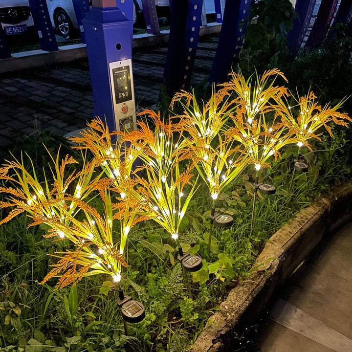 Solar Ornamental Grass Stake Lights With Warm White LED Accents Stornfield
