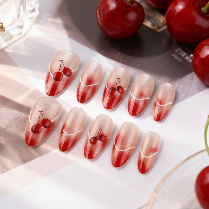 Cherry-Themed Press-On Nail Art Set Stornfield