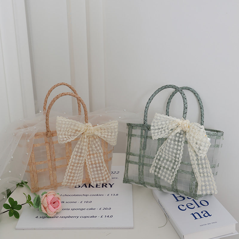 Handcrafted basket bag with elegant bow applique Stornfield