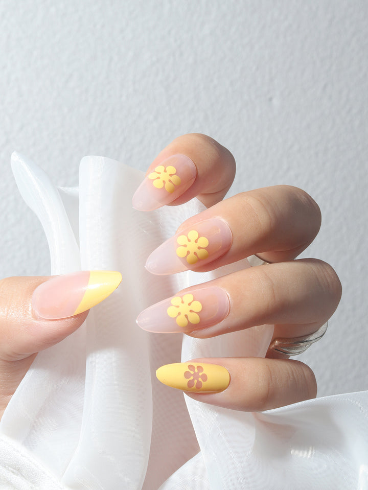 Floral-Designed Glossy Press-On Nails Stornfield